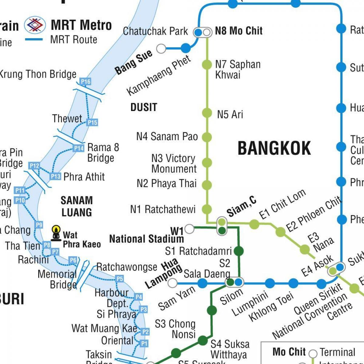 mappa di bangkok metro e skytrain