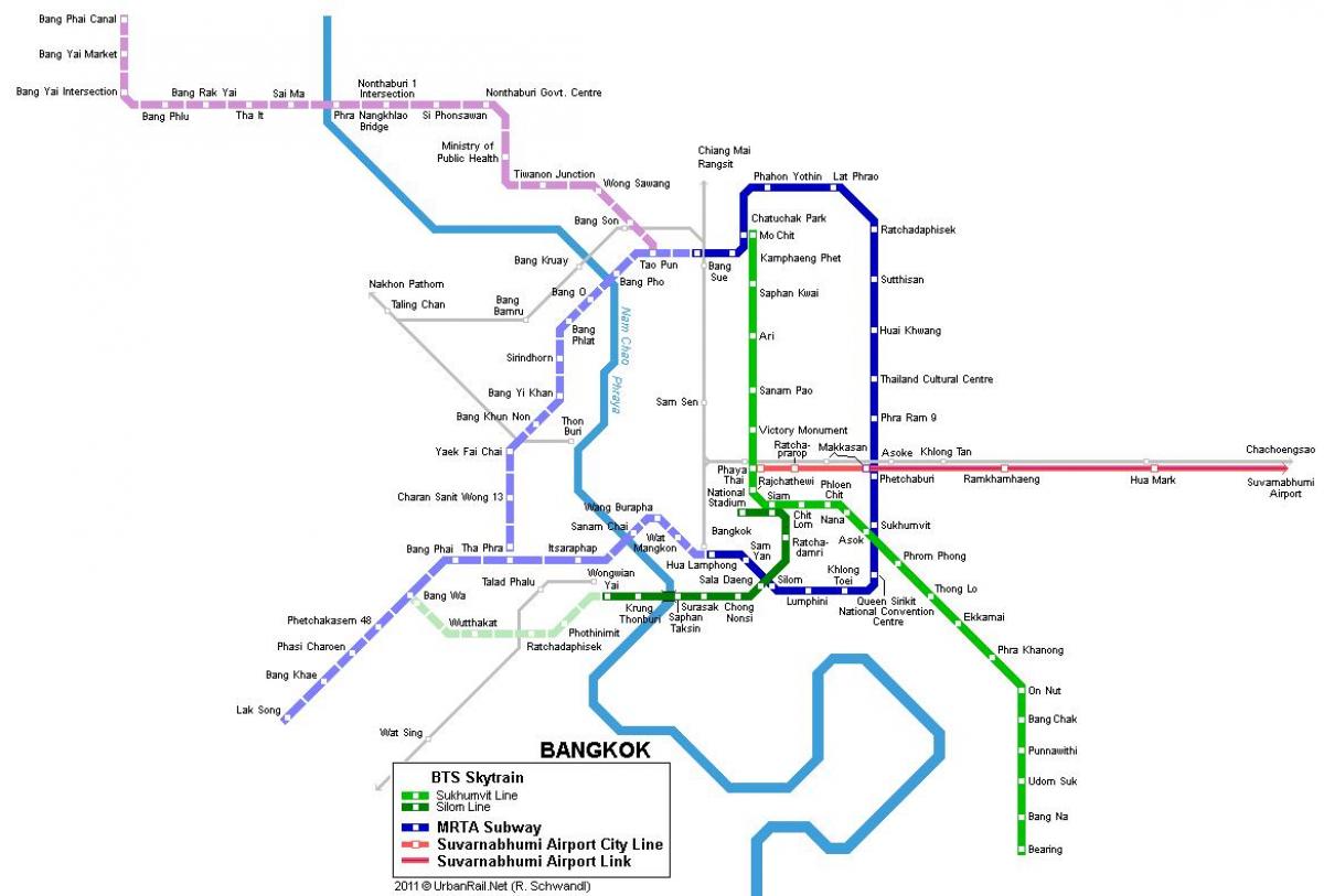 mappa della metropolitana di bangkok, thailandia