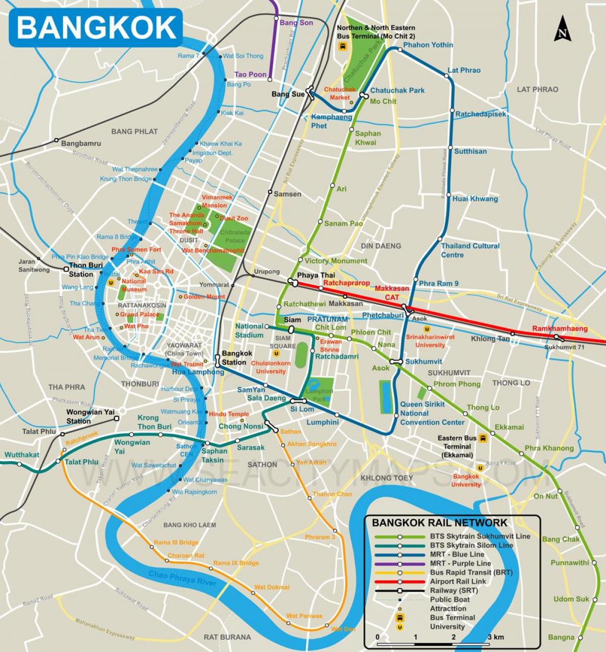 mappa della città di bangkok centro