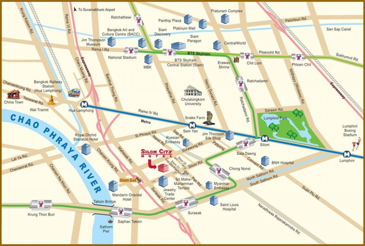 mappa della città di fiume di bangkok