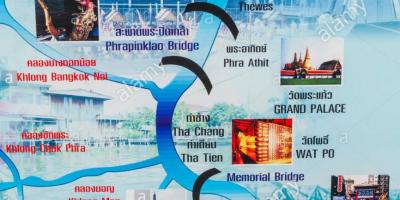 Mappa di chao phraya, bangkok
