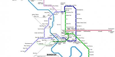 Mappa della metropolitana di bangkok, thailandia