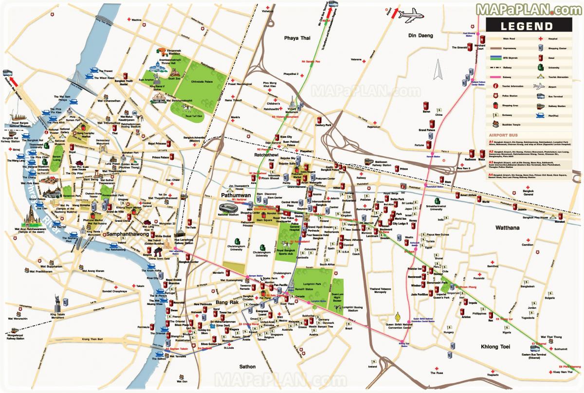 bangkok principali attrazioni mappa