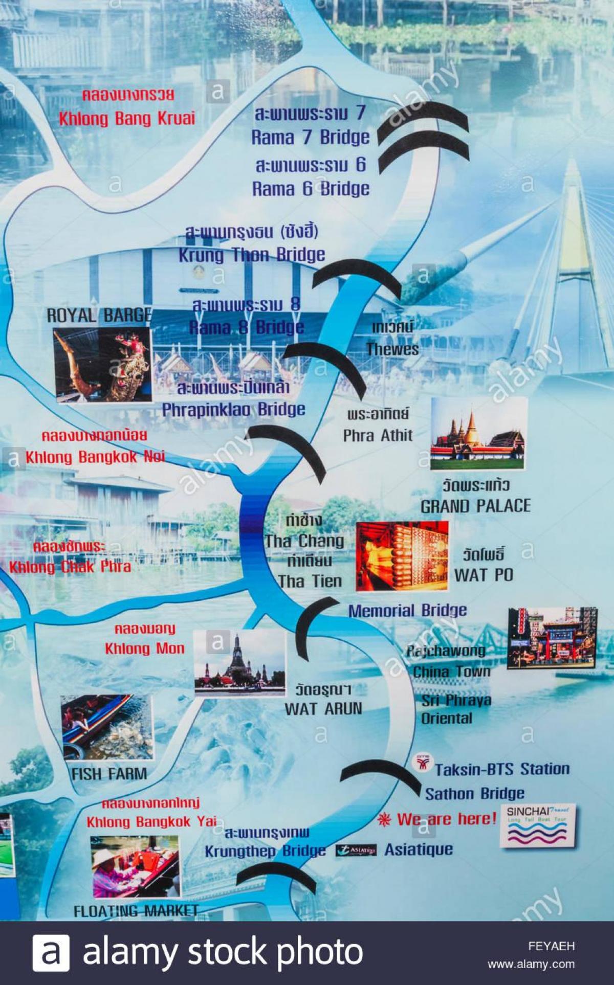 mappa di chao phraya, bangkok