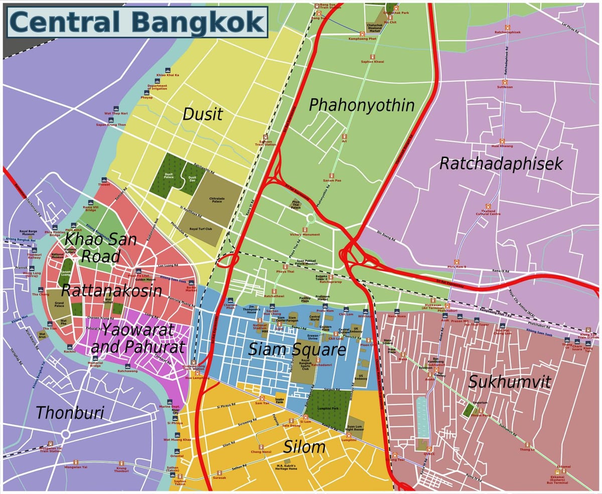 aree di bangkok la mappa
