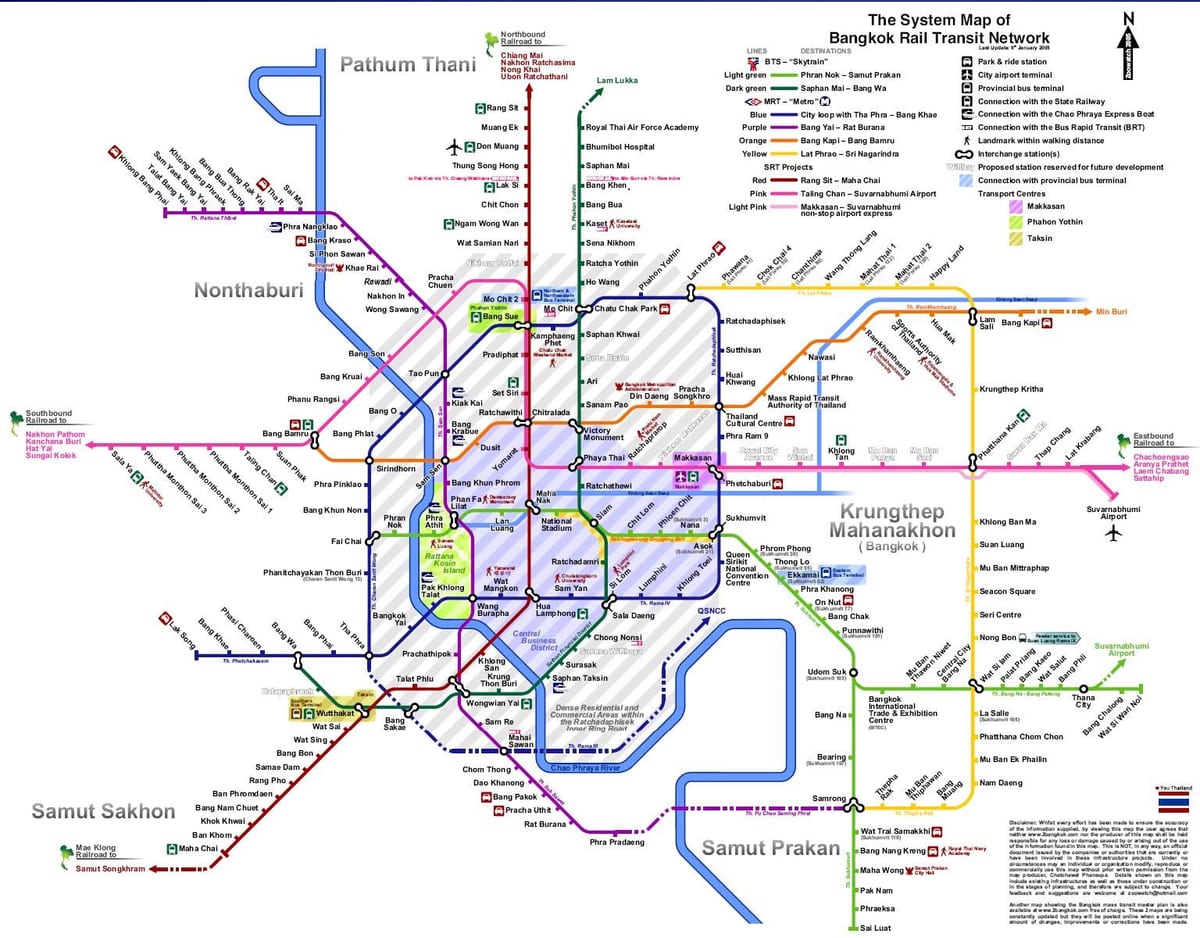 bangkok mappa della metropolitana 2016
