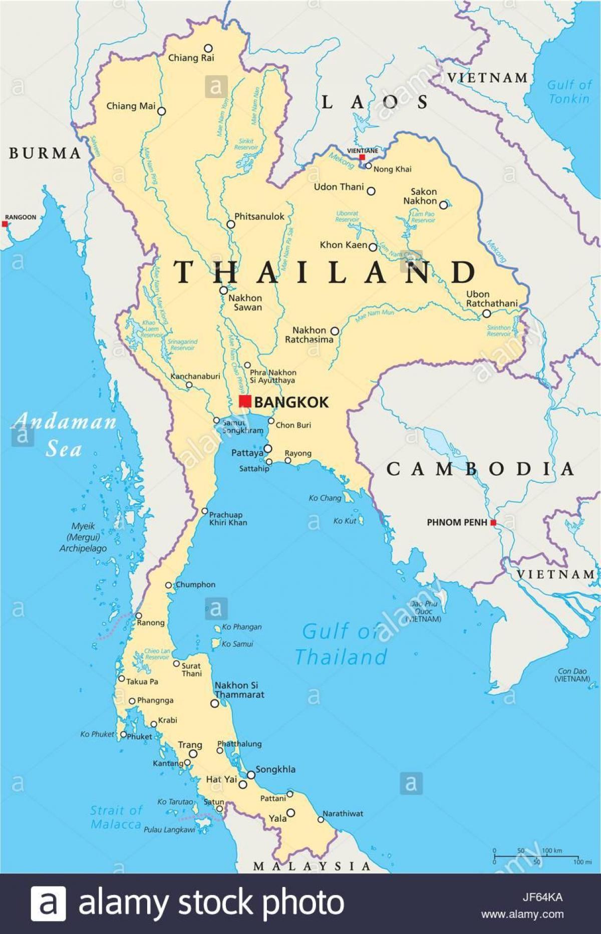 bangkok su una mappa del mondo