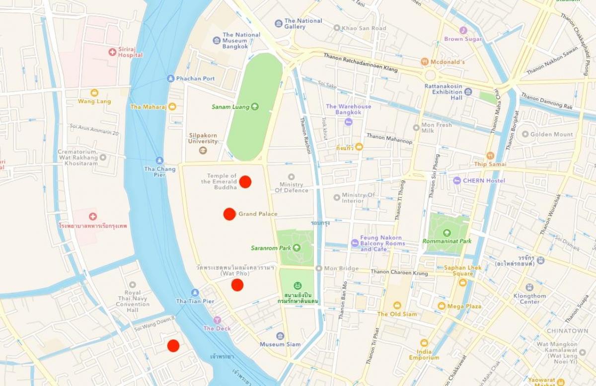 la mappa dei templi di bangkok