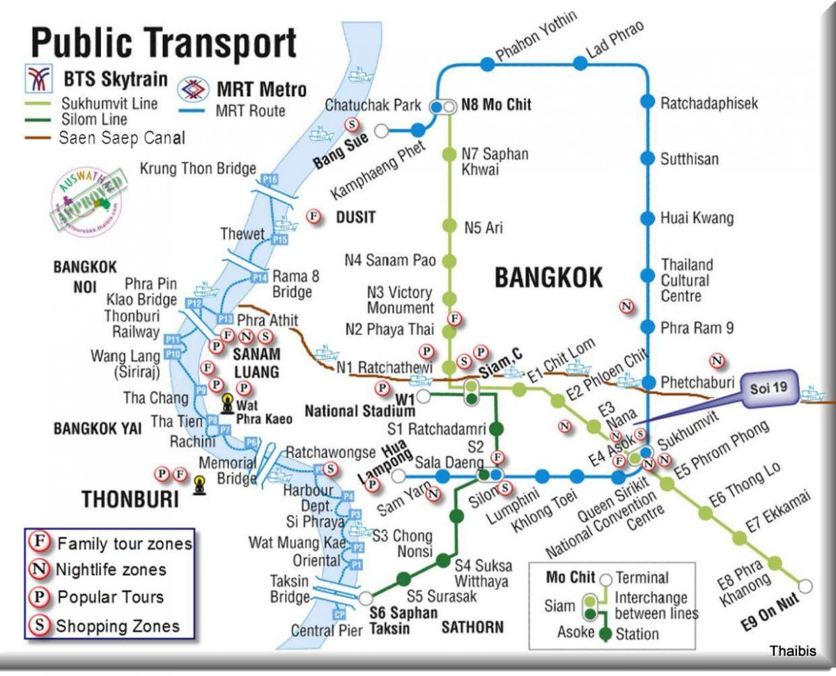 il trasporto pubblico a bangkok la mappa