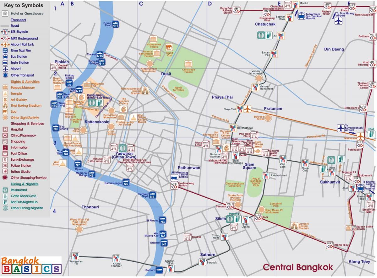 mappa del centro di bangkok