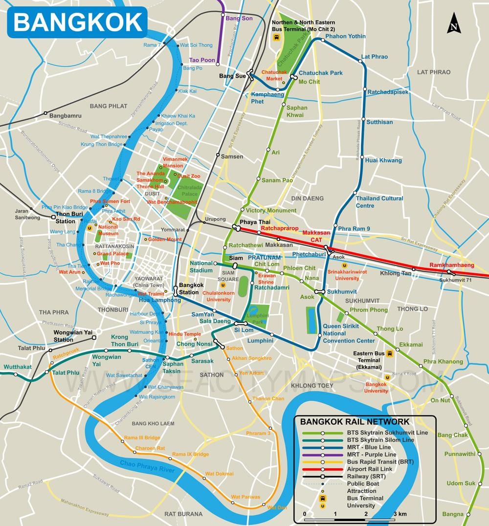 mappa della città di bangkok centro