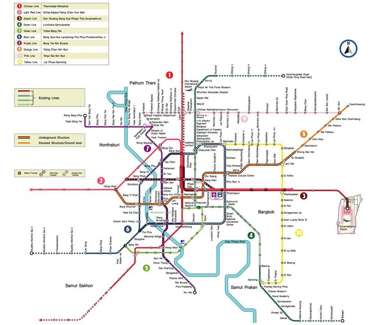 bangkok, la stazione della metropolitana mappa